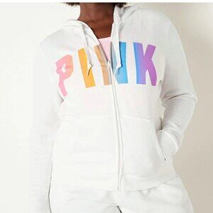 New Victoria Secret Womens Zip Up Pink Hoodie Comfy Athleisure Size Small